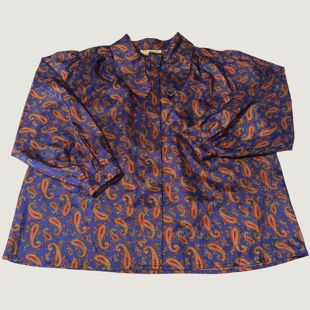Laura & Jayne Two Collection Purple Paisley Blouse Vintage Plus Size 20W Vibrant
